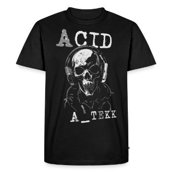 Crâne Techno - Tête de Tekk - T-shirt Premium bio Homme - noir - Devant - Nico (187cm)