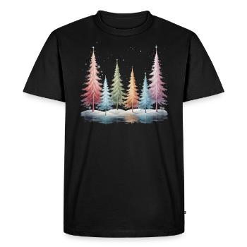 Winter Trees Fir Tree Frost Snow Tree Lake - Men's Premium Organic T-Shirt - black - Front - Nico (187cm)