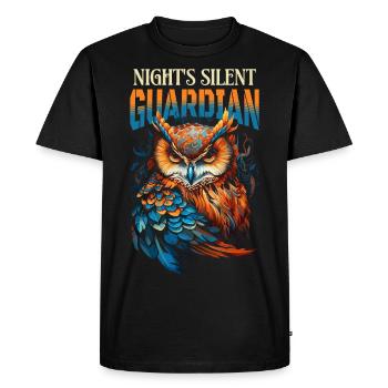 hibou aigle hibou hibou oiseau de nuit oiseau animal nuit lune nature - T-shirt Premium bio Homme - noir - Devant - Nico (187cm)