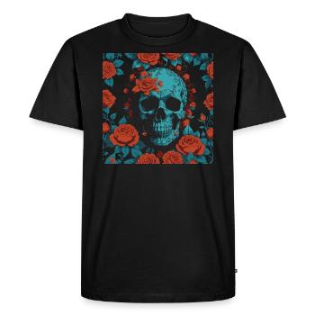 Crâne et roses - T-shirt Premium bio Homme - noir - Devant - Nico (187cm)