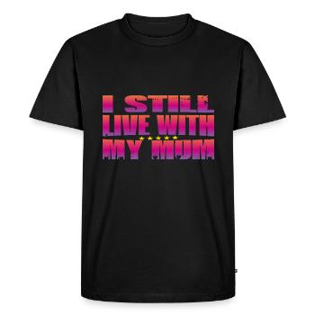 Je vis toujours avec ma mère - T-shirt Premium bio Homme - noir - Devant - Nico (187cm)