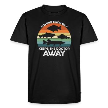 Pêche tous les jours - Poissons de cimetière et prédateurs - T-shirt Premium bio Homme - noir - Devant - Nico (187cm)