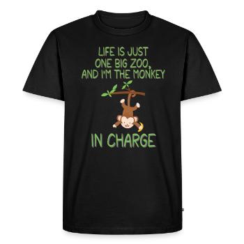 Life's a Zoo, Be the Funny Monkey in Charge - T-shirt Premium bio Homme - noir - Devant - Nico (187cm)