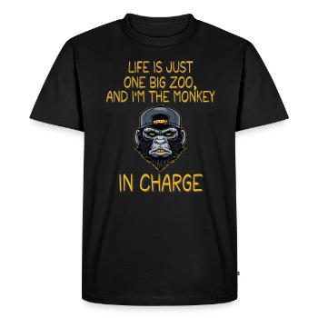 Life's a Zoo, Be the Funny Monkey in Charge - T-shirt Premium bio Homme - noir - Devant - Nico (187cm)