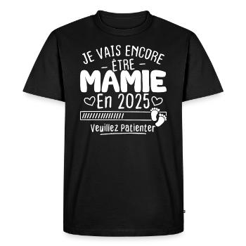 Je Vais Encore être Mamie En 2025 - T-shirt Premium bio Homme - noir - Devant - Nico (187cm)