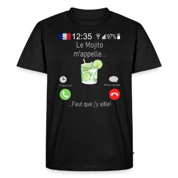 Le Mojito M appelle Faut que j y aille - T-shirt Premium bio Homme - noir - Devant - Nico (187cm)