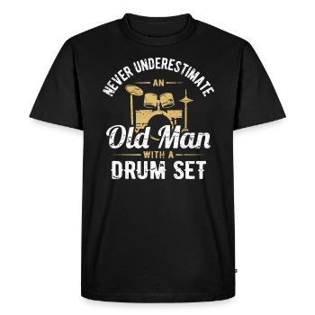 Drums Drummer Drummer Pensioner Grandpa - Men's Premium Organic T-Shirt - black - Front - Nico (187cm)