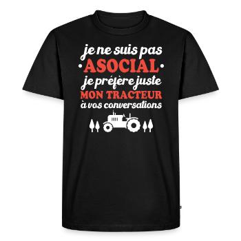 Je préfère juste mon tracteur à vos conversations - T-shirt Premium bio Homme - noir - Devant - Nico (187cm)