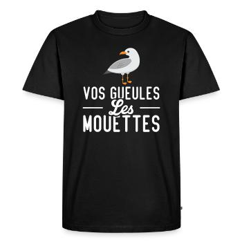 Vos gueules les mouettes - T-shirt Premium bio Homme - noir - Devant - Nico (187cm)