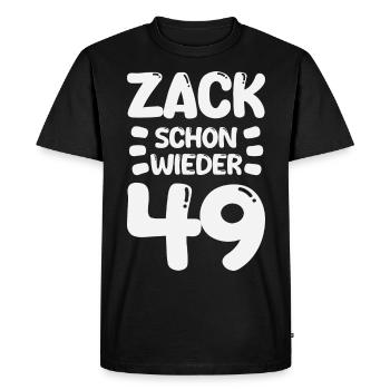 Zack 49 encore ! Anniversaire - T-shirt Premium bio Homme - noir - Devant - Nico (187cm)
