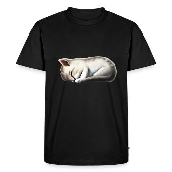 Chat endormi - T-shirt Premium bio Homme - noir - Devant - Nico (187cm)