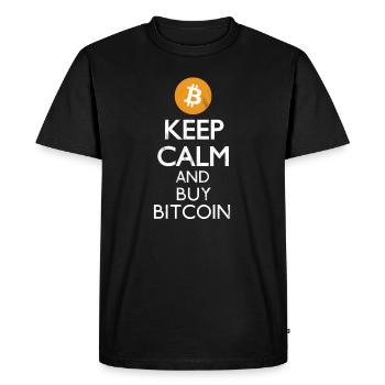 Gardez le calme et acheter Bitcoin! - T-shirt Premium bio Homme - noir - Devant - Nico (187cm)