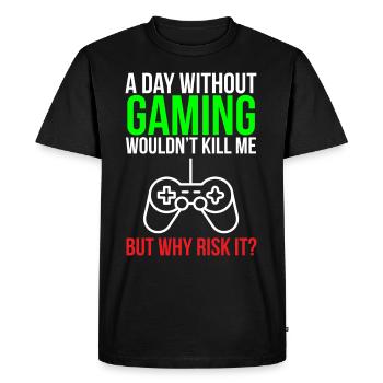 A day without gaming funny gamer T-shirt - Men's Premium Organic T-Shirt - black - Front - Nico (187cm)
