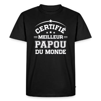 Fête Grand-Père - Certifié Meilleur Papou du Monde - T-shirt Premium bio Homme - noir - Devant - Nico (187cm)