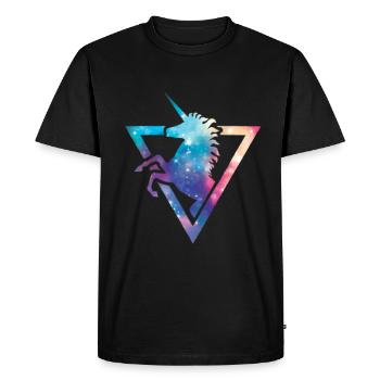 UNICORN GALAXY TRIANGLE UNIVERSE - Men's Premium Organic T-Shirt - black - Front - Nico (187cm)