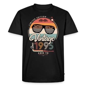 Vintage since 1995 - T-shirt Premium bio Homme - noir - Devant - Nico (187cm)