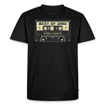 Cassette rétro 2002 millésime 2002 anniversaire 2002 - T-shirt Premium bio Homme - noir - Devant - Nico (187cm)
