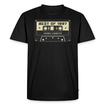 Cassette rétro 1997 millésime 1997 anniversaire 1997 - T-shirt Premium bio Homme - noir - Devant - Nico (187cm)