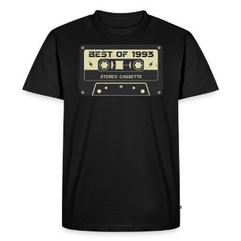 Cassette rétro 1993 millésime 1993 anniversaire 1993 - T-shirt Premium bio Homme - noir - Devant - Nico (187cm)
