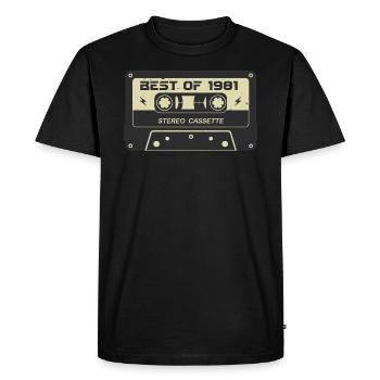 Retro cassette tape 1981 vintage 1981 birthday 1981 - Men's Premium Organic T-Shirt - black - Front - Nico (187cm)