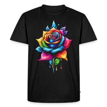 Rose multicolors flower - T-shirt Premium bio Homme - noir - Devant - Nico (187cm)