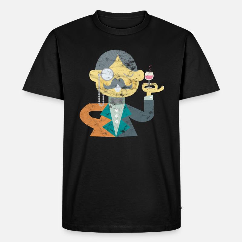 Kunst Gentleman mit Monokel und Bart Geschenk - Männer Premium Bio T-Shirt - Schwarz