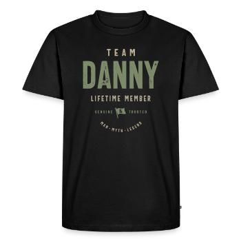 Nom personnalisé du membre à vie de l’équipe Danny - T-shirt Premium bio Homme - noir - Devant - Nico (187cm)
