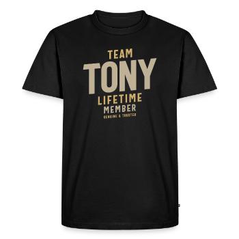 Nom personnalisé du membre à vie de l’équipe Tony - T-shirt Premium bio Homme - noir - Devant - Nico (187cm)