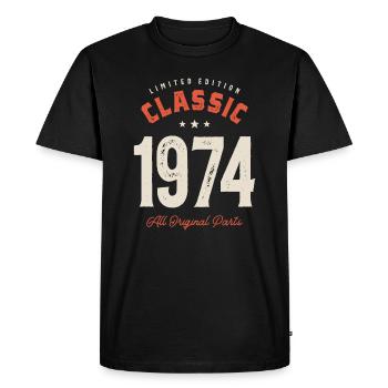Classic 1974 - 48th Birthday Vintage - Men's Premium Organic T-Shirt - black - Front - Nico (187cm)