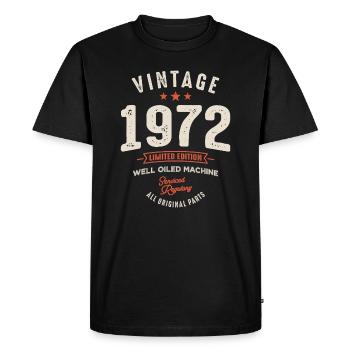 Millésime né en 1972 - 50ème anniversaire - T-shirt Premium bio Homme - noir - Devant - Nico (187cm)