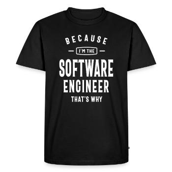 Titre du poste d’ingénieur logiciel Profession - T-shirt Premium bio Homme - noir - Devant - Nico (187cm)
