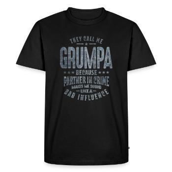 Ils m’appellent Grumpa parce que partenaire dans le crime - T-shirt Premium bio Homme - noir - Devant - Nico (187cm)