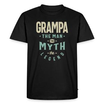 Grampa The Man The Myth The Legend - Dad Grandpa - Men's Premium Organic T-Shirt - black - Front - Nico (187cm)