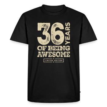 Funny 36th Birthday Age 36 Years Old - Men's Premium Organic T-Shirt - black - Front - Nico (187cm)