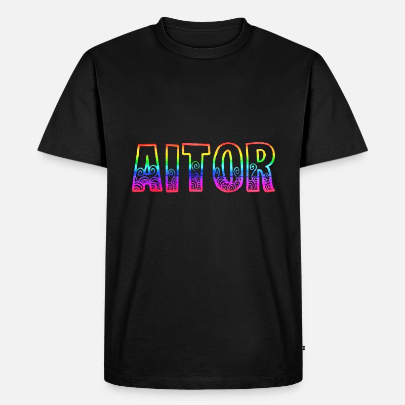 aitor rs regenbogen - Männer Premium Bio T-Shirt - Schwarz