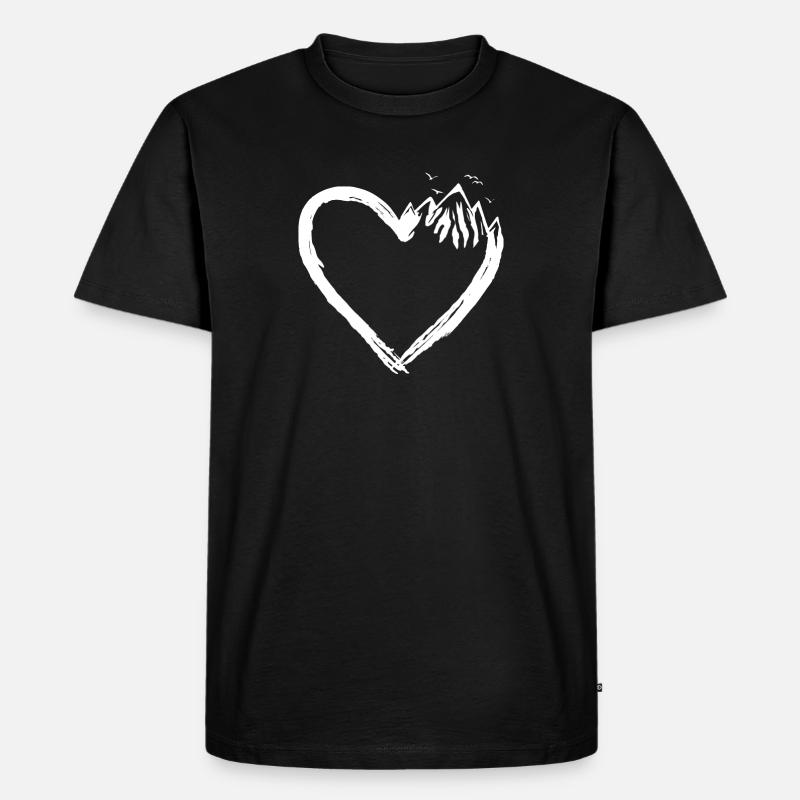 Ich liebe Berge - Männer Premium Bio T-Shirt - Schwarz