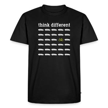 Think Different Bike Riding Cyclist Gift - Men's Premium Organic T-Shirt - black - Front - Nico (187cm)