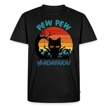 Pew Pew Cat Halloween Sweet Cute Gun - T-shirt Premium bio Homme - noir - Devant - Nico (187cm)