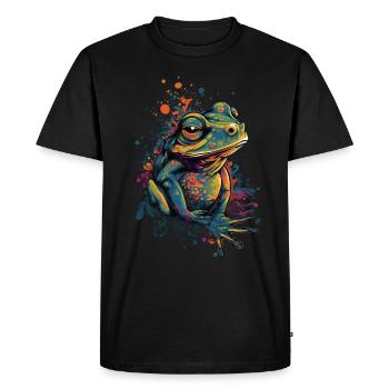 Trippy Frog - Motif psychédélique - T-shirt Premium bio Homme - noir - Devant - Nico (187cm)