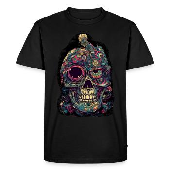 Crâne psychédélique surréaliste - T-shirt Premium bio Homme - noir - Devant - Nico (187cm)