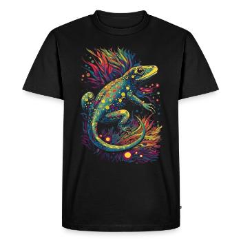 Cool trippy lizard/lizard with colorful plants - Men's Premium Organic T-Shirt - black - Front - Nico (187cm)