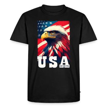 Proud Patriot Eagle : drapeau des États-Unis et Stars & Stripes - T-shirt Premium bio Homme - noir - Devant - Nico (187cm)
