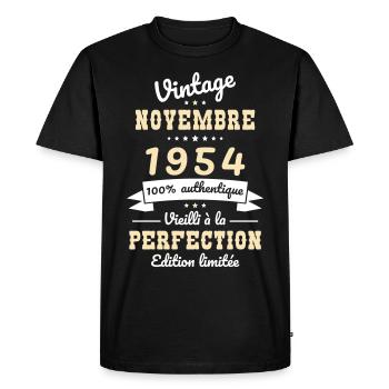 70th Birthday - Vintage - November 1954 - Men's Premium Organic T-Shirt - black - Front - Nico (187cm)