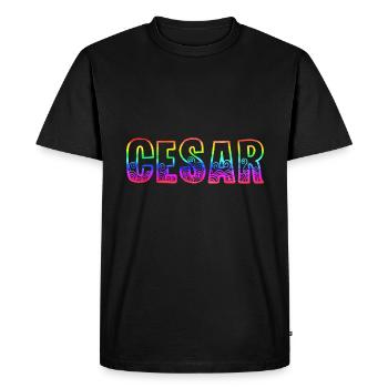 Cesar RS Arc-en-ciel - T-shirt Premium bio Homme - noir - Devant - Nico (187cm)