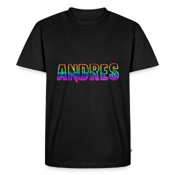Andres RS Arc-en-ciel - T-shirt Premium bio Homme - noir - Devant - Nico (187cm)