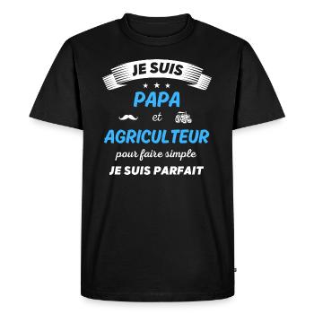 Je suis papa et agriculteur je suis parfait - T-shirt Premium bio Homme - noir - Devant - Nico (187cm)
