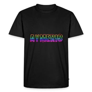 Aymeric RS Arc-en-ciel - T-shirt Premium bio Homme - noir - Devant - Nico (187cm)