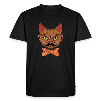 Cool funny nerdy hipster Maine Coon cat present - Men's Premium Organic T-Shirt - black - Front - Nico (187cm)