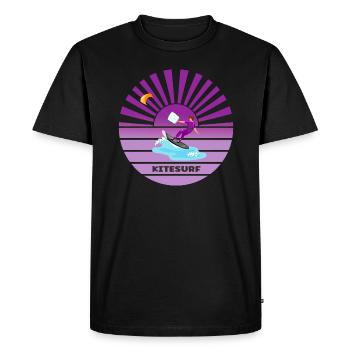 Kitesurf coucher de soleil vagues - T-shirt Premium bio Homme - noir - Devant - Nico (187cm)