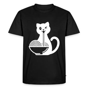 Ramen Cat Japanese Noodle Soup - Men's Premium Organic T-Shirt - black - Front - Nico (187cm)